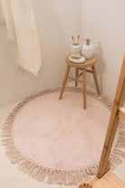 İRYA-Lora Yuvarlak Banyo Paspası %100 Pamuk 90X90 Pembe-Paspas-3-Milagron.com