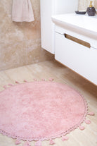 İRYA-Lowell Yuvarlak Banyo Paspası %100 Pamuk 100X100 Pembe-Paspas-5-Milagron.com
