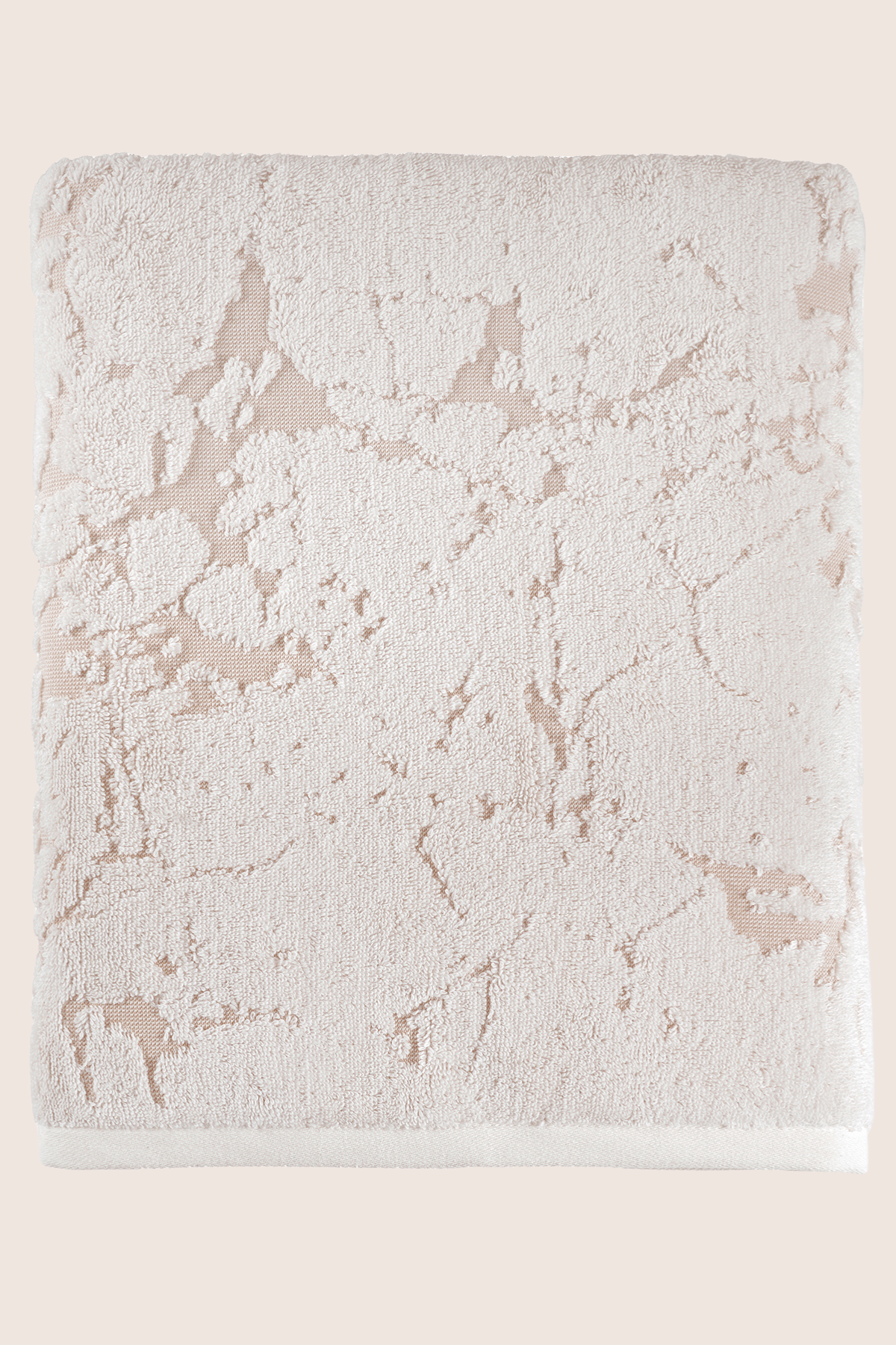 İRYA-Marble %100 Pamuk Jakarlı Büyük Banyo Havlusu 90X150 Cm Krem-Havlu & Havlu Setleri-6-Milagron.com