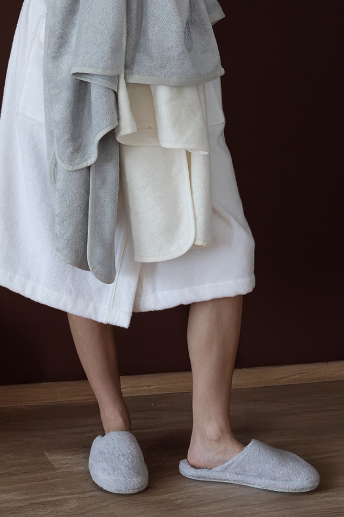 İRYA-Marble %100 Pamuk Unisex Havlu Terlik Gri-Terlik-2-Milagron.com