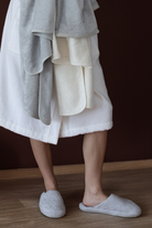 İRYA-Marble %100 Pamuk Unisex Havlu Terlik Gri-Terlik-2-Milagron.com