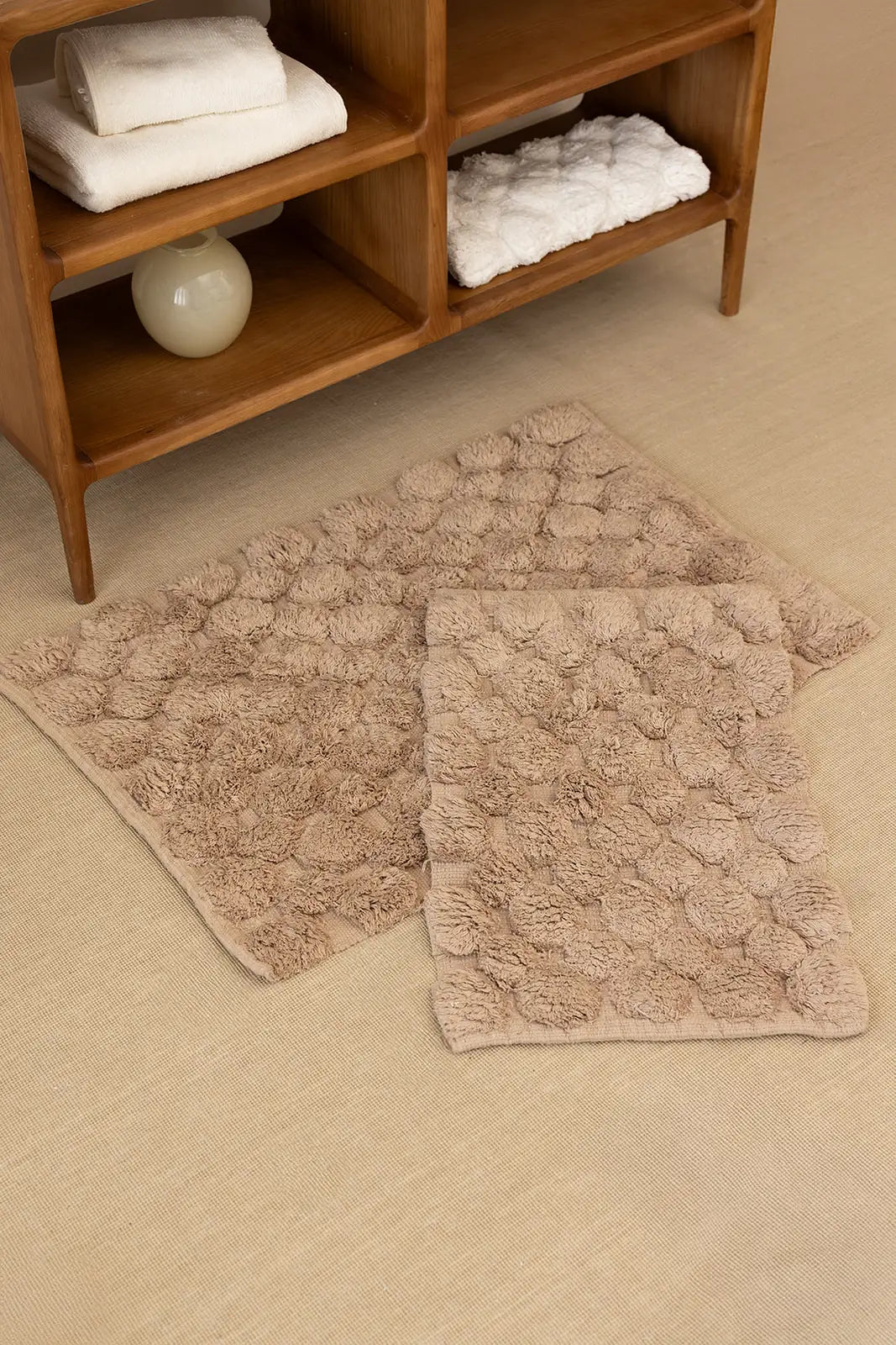 İRYA-Mellow 2’Li Takım Banyo Paspası %100 Pamuk 40X60 + 60X90 Bej-Paspas-1-Milagron.com