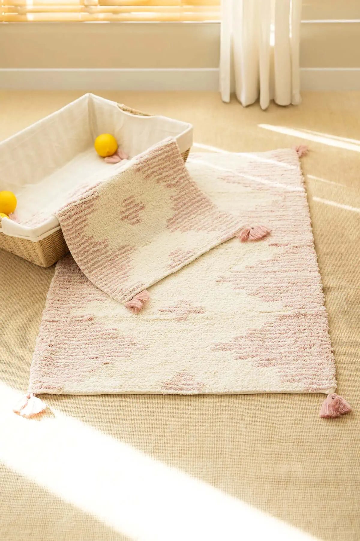 İRYA-Mistic 2’Li Takım Banyo Paspası %100 Pamuk 40X60 + 60X90 Pembe-Banyo Paspası-1-Milagron.com