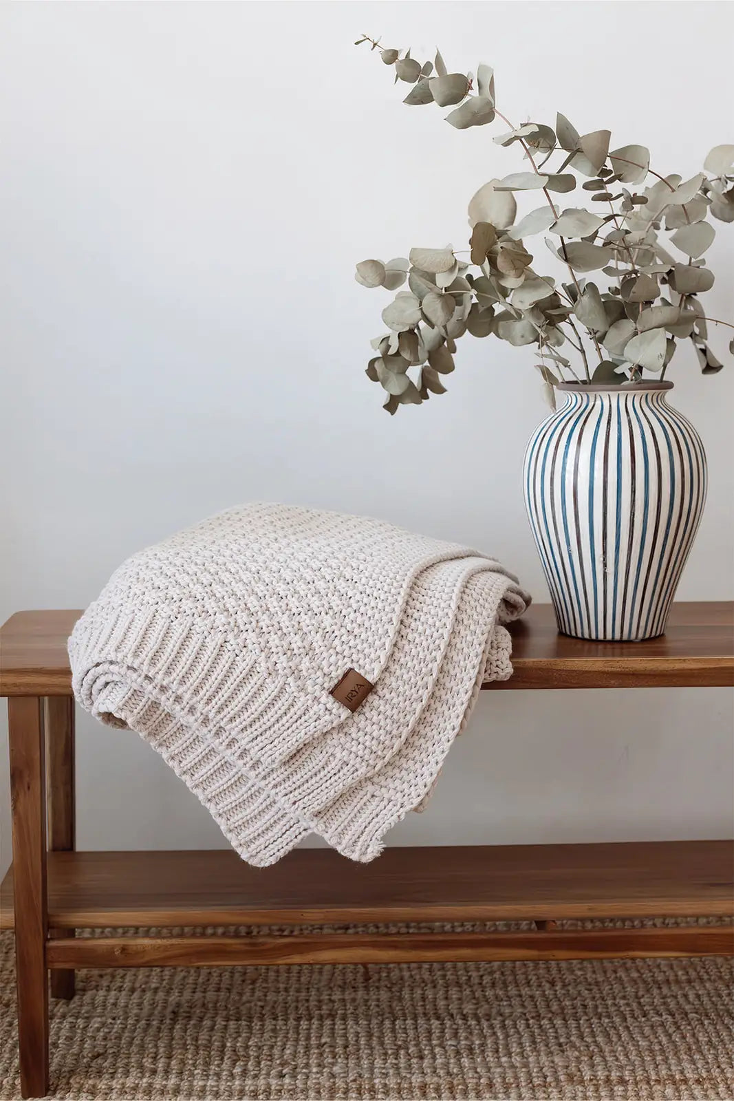 İRYA-Mocha Örme Battaniye 130X170 Krem-Battaniye-3-Milagron.com