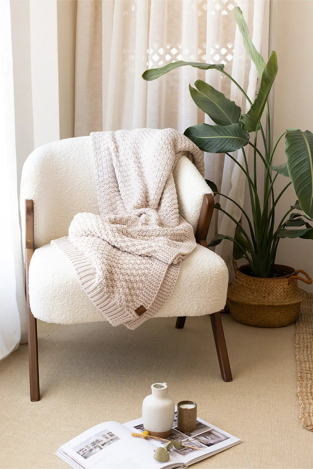 İRYA-Mocha Örme Battaniye 130X170 Krem-Battaniye-6-Milagron.com