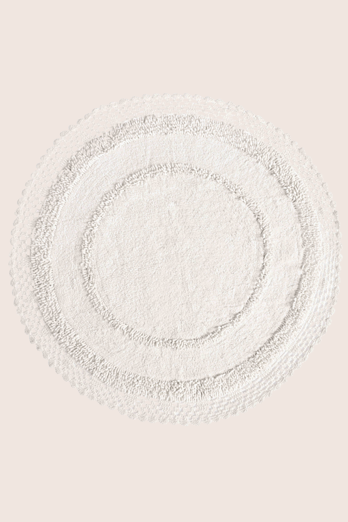İRYA-Moon Yuvarlak Banyo Paspası %100 Pamuk 115X115 Ekru-Paspas-10-Milagron.com
