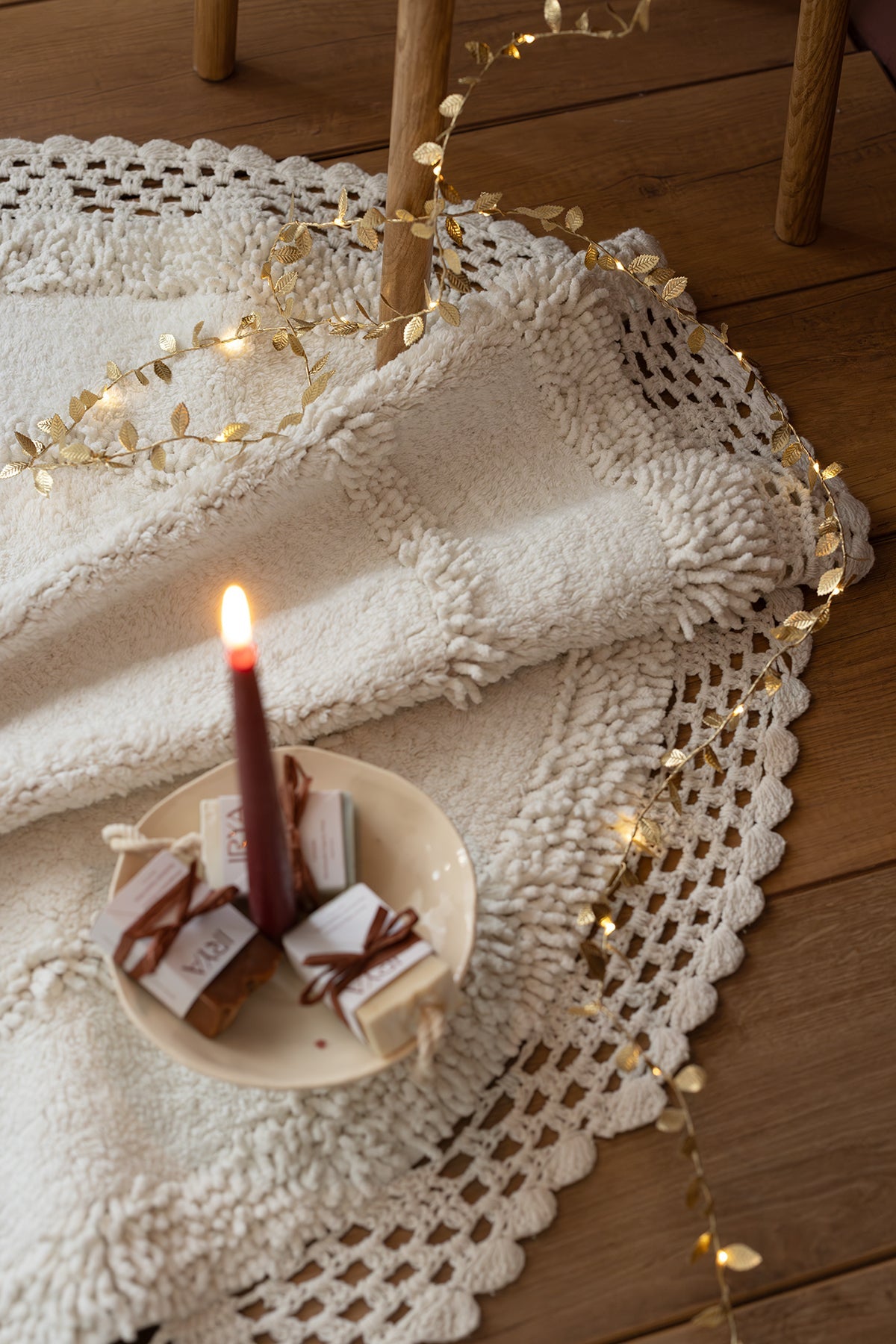 İRYA-Moon Yuvarlak Banyo Paspası %100 Pamuk 115X115 Ekru-Paspas-5-Milagron.com
