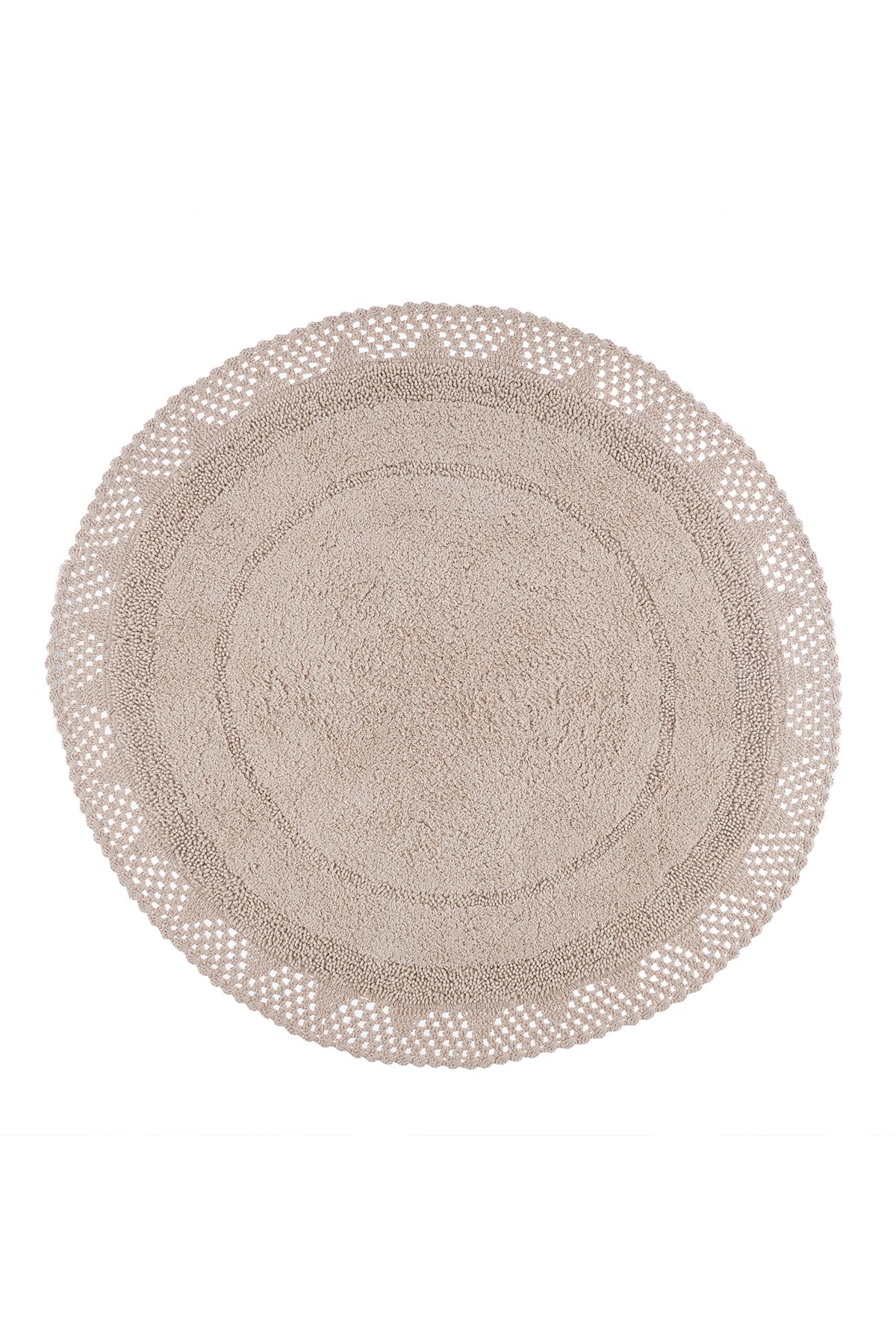İRYA-Moon Yuvarlak Banyo Paspası %100 Pamuk 120X120 Bej-Paspas-2-Milagron.com