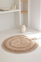 İRYA-Moon Yuvarlak Banyo Paspası %100 Pamuk 120X120 Mocha-Paspas-1-Milagron.com