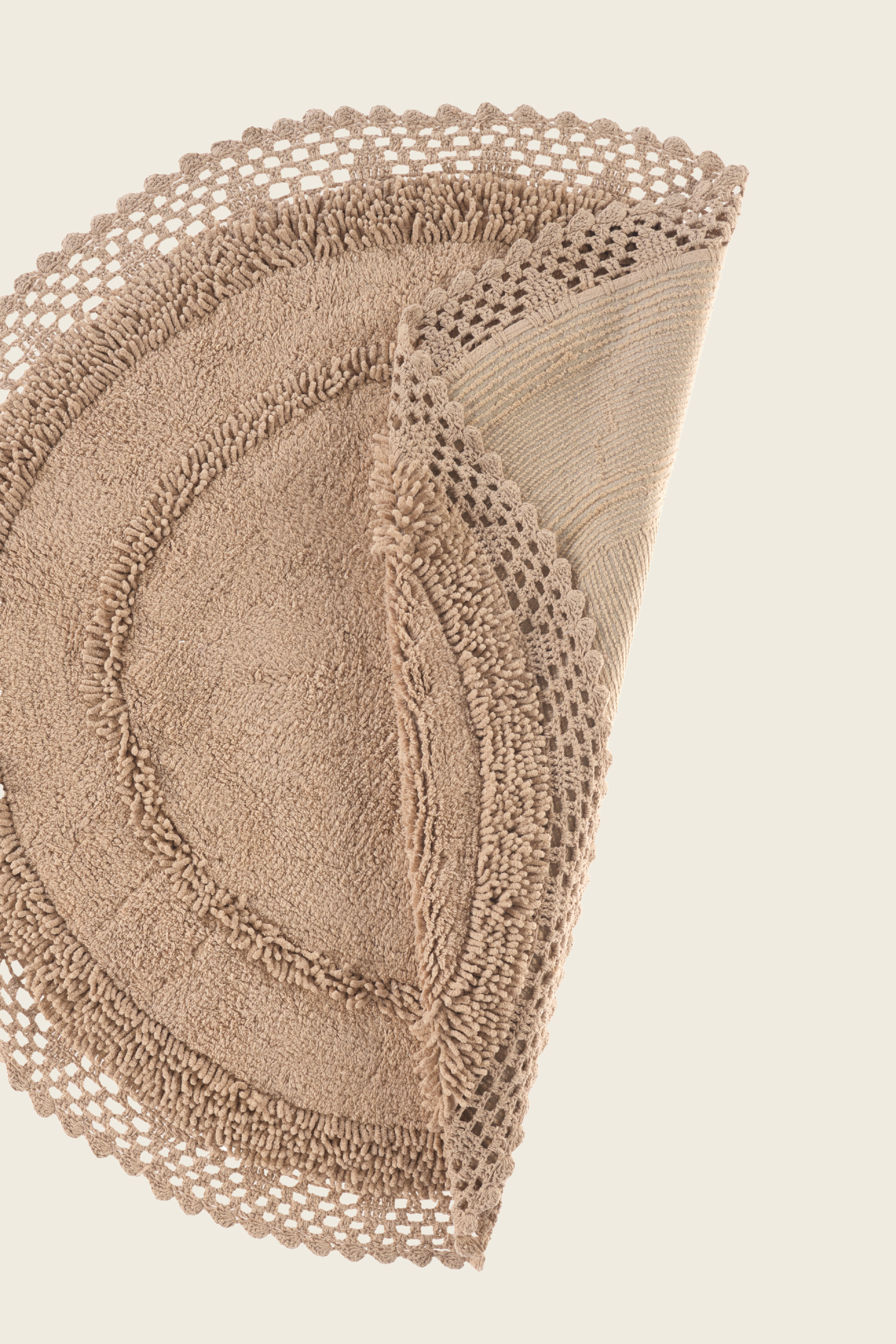 İRYA-Moon Yuvarlak Banyo Paspası %100 Pamuk 120X120 Mocha-Paspas-4-Milagron.com