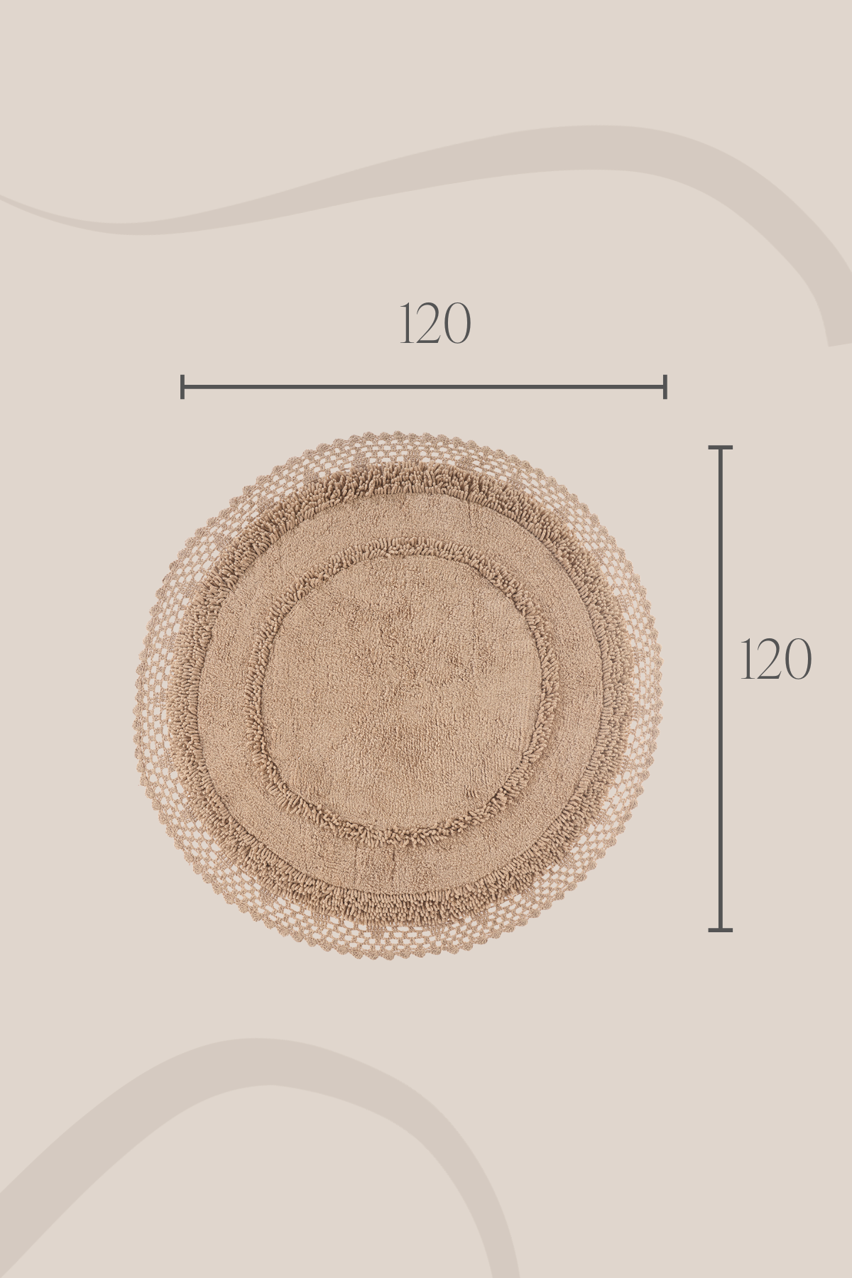 İRYA-Moon Yuvarlak Banyo Paspası %100 Pamuk 120X120 Mocha-Paspas-5-Milagron.com