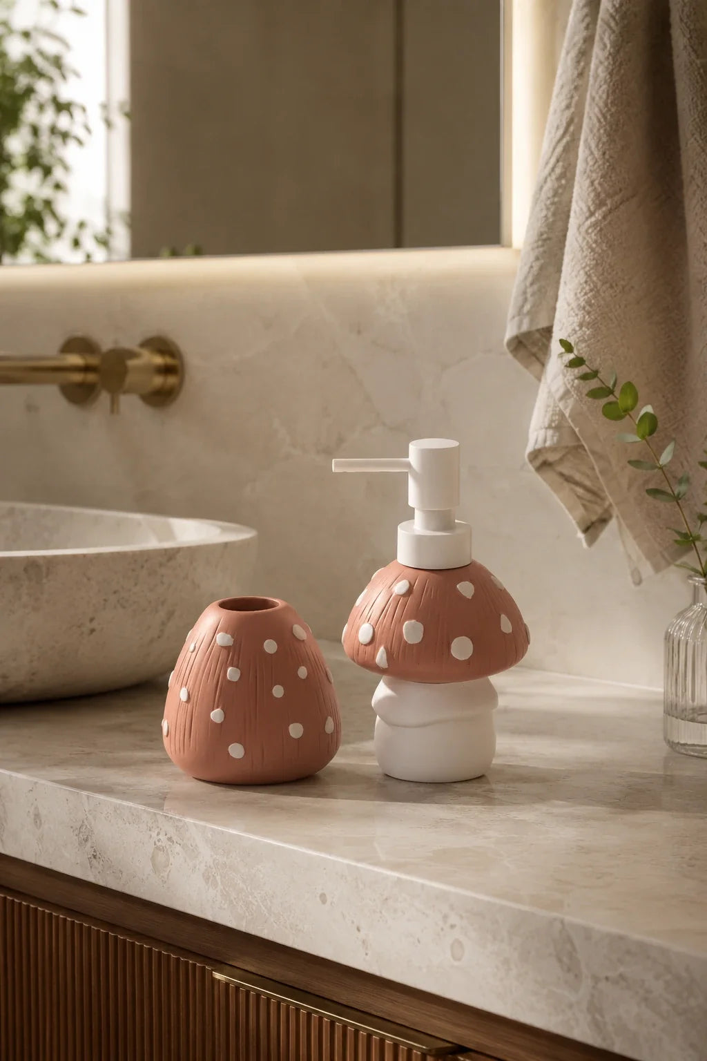 Mushroom 2 Parça Mini Banyo Aksesuar Seti