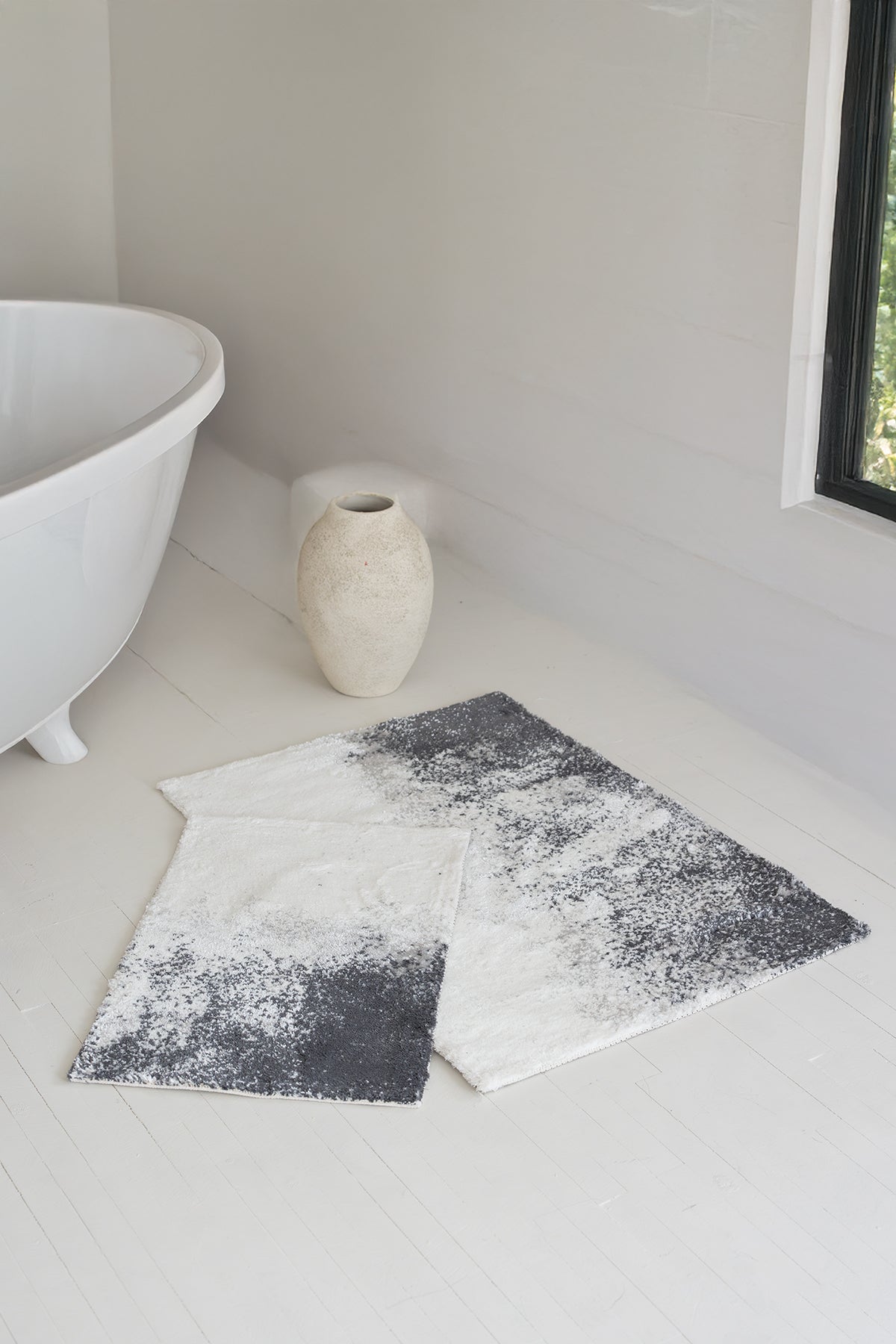 İRYA-Nera 2'Li Banyo Paspası 40X60+60X90 Koyu Gri-Paspas-1-Milagron.com