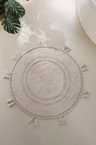 İRYA-Olivid Yuvarlak Banyo Paspası %100 Pamuk 100X100 Bej-Paspas-1-Milagron.com