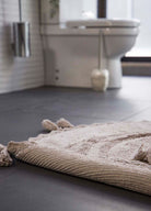 İRYA-Olivid Yuvarlak Banyo Paspası %100 Pamuk 100X100 Bej-Paspas-5-Milagron.com