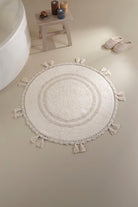 İRYA-Olivid Yuvarlak Banyo Paspası %100 Pamuk 100X100 Ekru-Paspas-5-Milagron.com