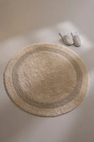 İRYA-Puffed Yuvarlak Banyo Paspası %100 Pamuk 100X100 Bej-Paspas-6-Milagron.com