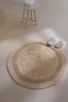 İRYA-Puffed Yuvarlak Banyo Paspası %100 Pamuk 100X100 Bej-Paspas-7-Milagron.com