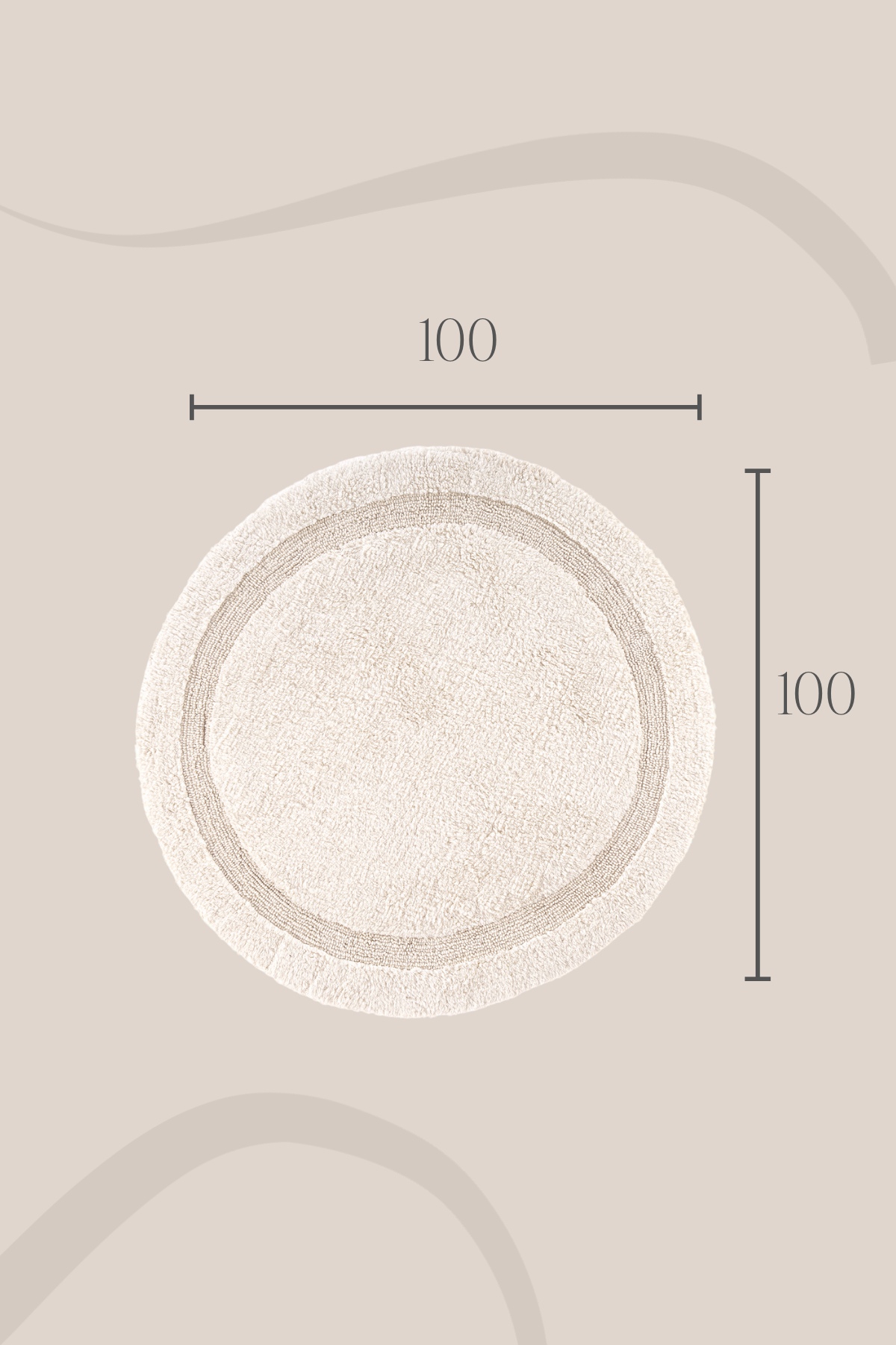 İRYA-Puffed Yuvarlak Banyo Paspası %100 Pamuk 100X100 Ekru-Banyo Paspası-4-Milagron.com