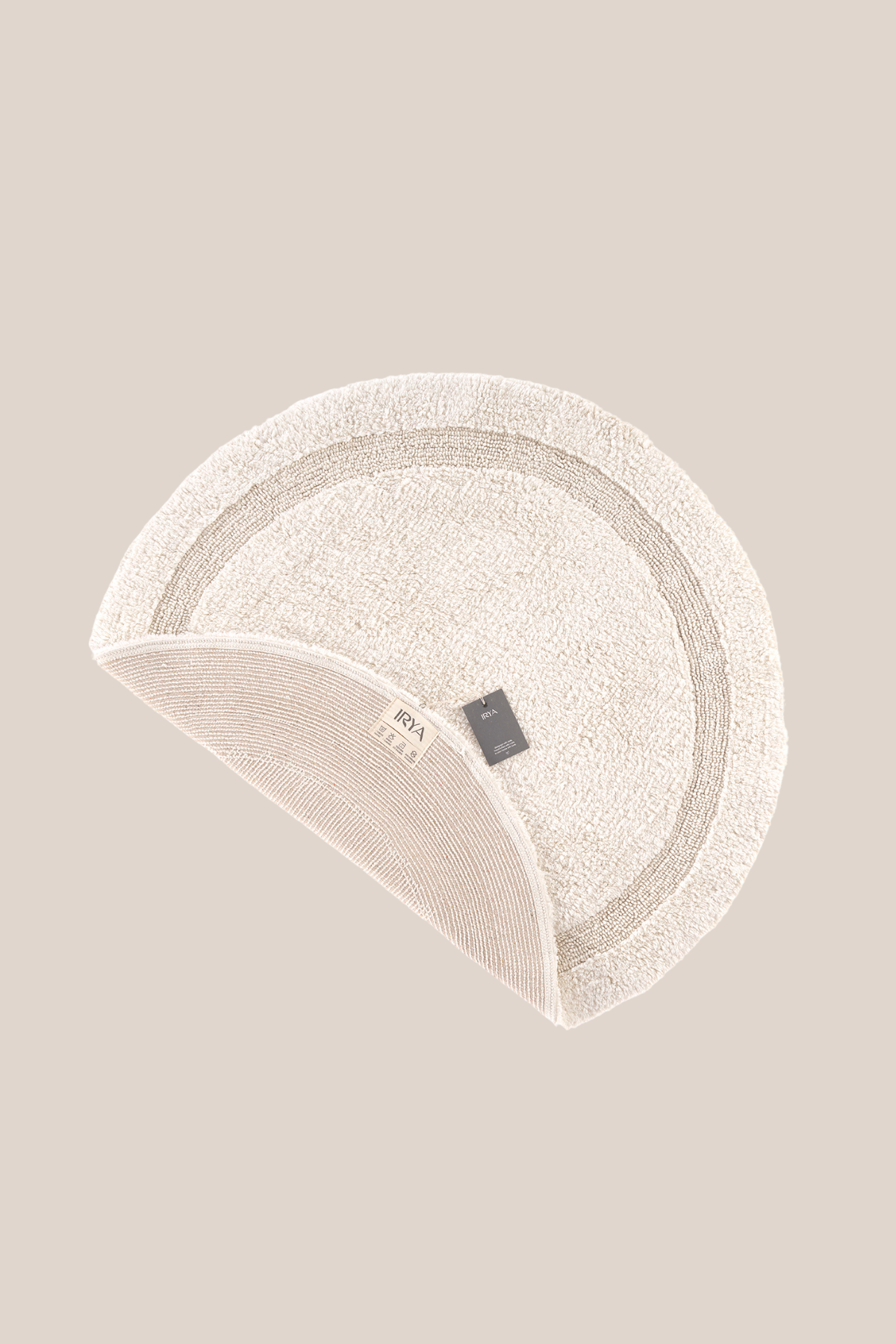 İRYA-Puffed Yuvarlak Banyo Paspası %100 Pamuk 100X100 Ekru-Banyo Paspası-7-Milagron.com