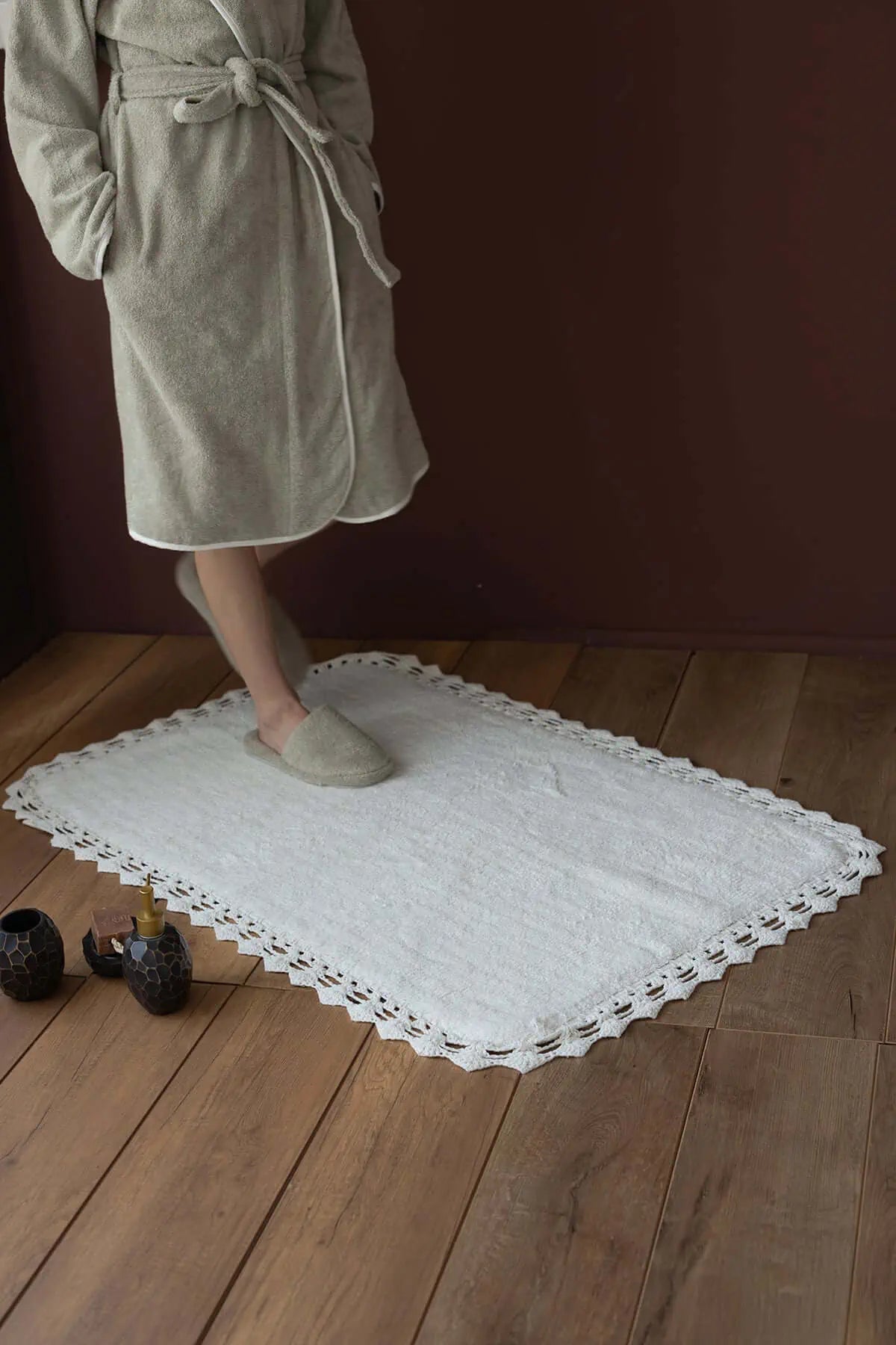 İRYA-Rona Tekli Banyo Paspası Ekru %100 Pamuk 70X110-Paspas-1-Milagron.com