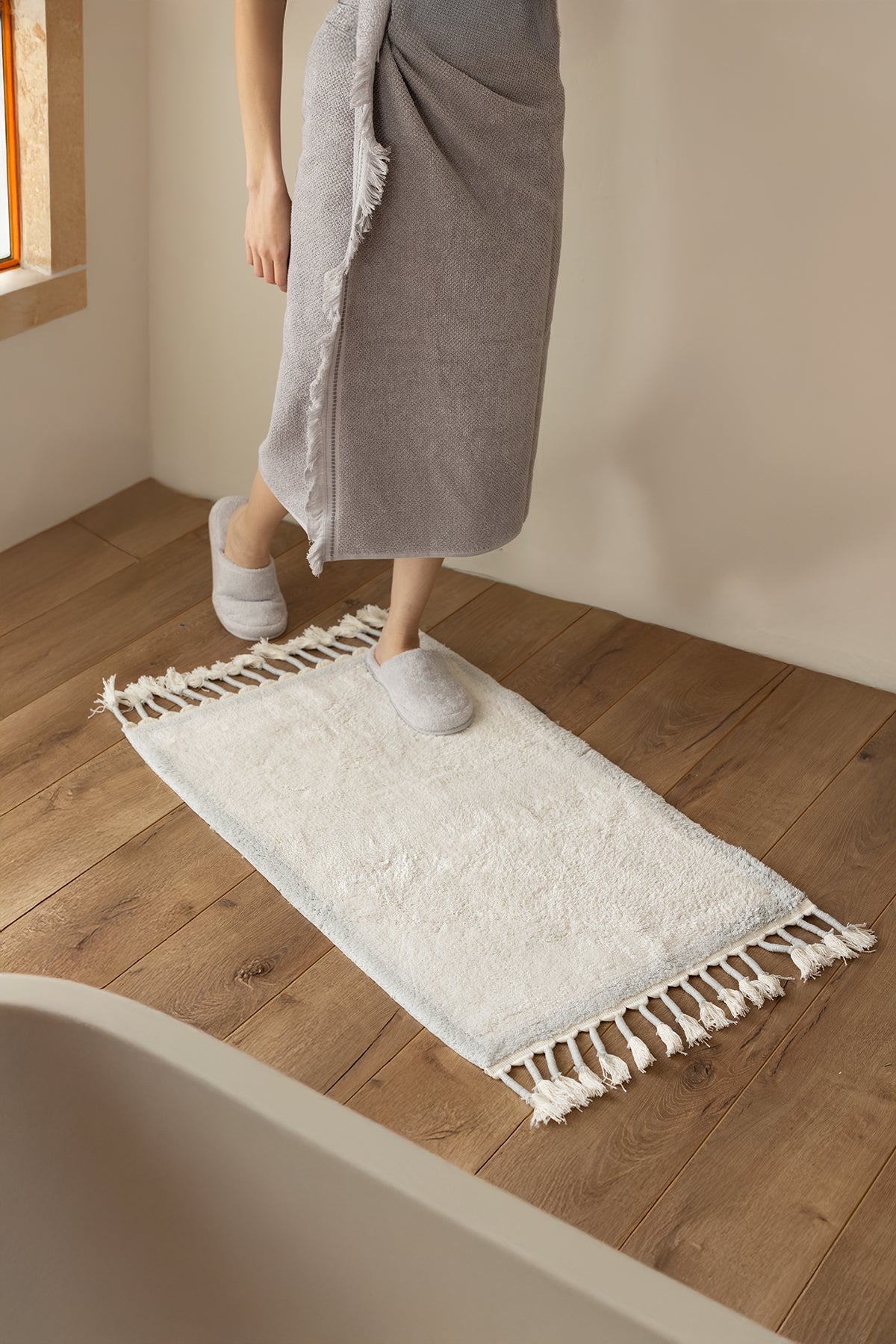 İRYA-Root Tekli Banyo Paspası %100 Pamuk 50X80 Cm Buz Mavi-Paspas-2-Milagron.com