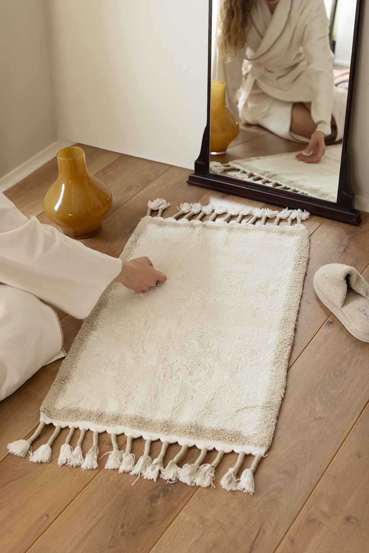 İRYA-Root Tekli Banyo Paspası Bambu 50X80 Cm Mint-Paspas-1-Milagron.com