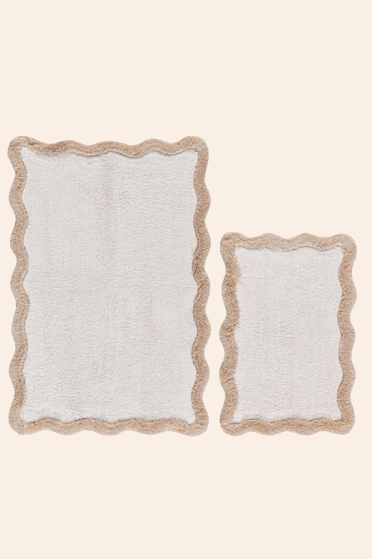 Scallop 2'Li Takım Bambu Banyo Paspası 40X60+60X90 Cm Bej