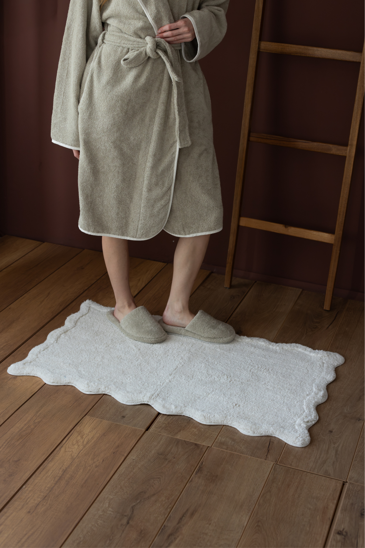 İRYA-Scallop Tekli Banyo Paspası Bambu 60X100 Ekru-Paspas-1-Milagron.com