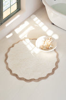İRYA-Scallop Yuvarlak Banyo Paspası Bambu 90X90 Bej-Paspas-6-Milagron.com