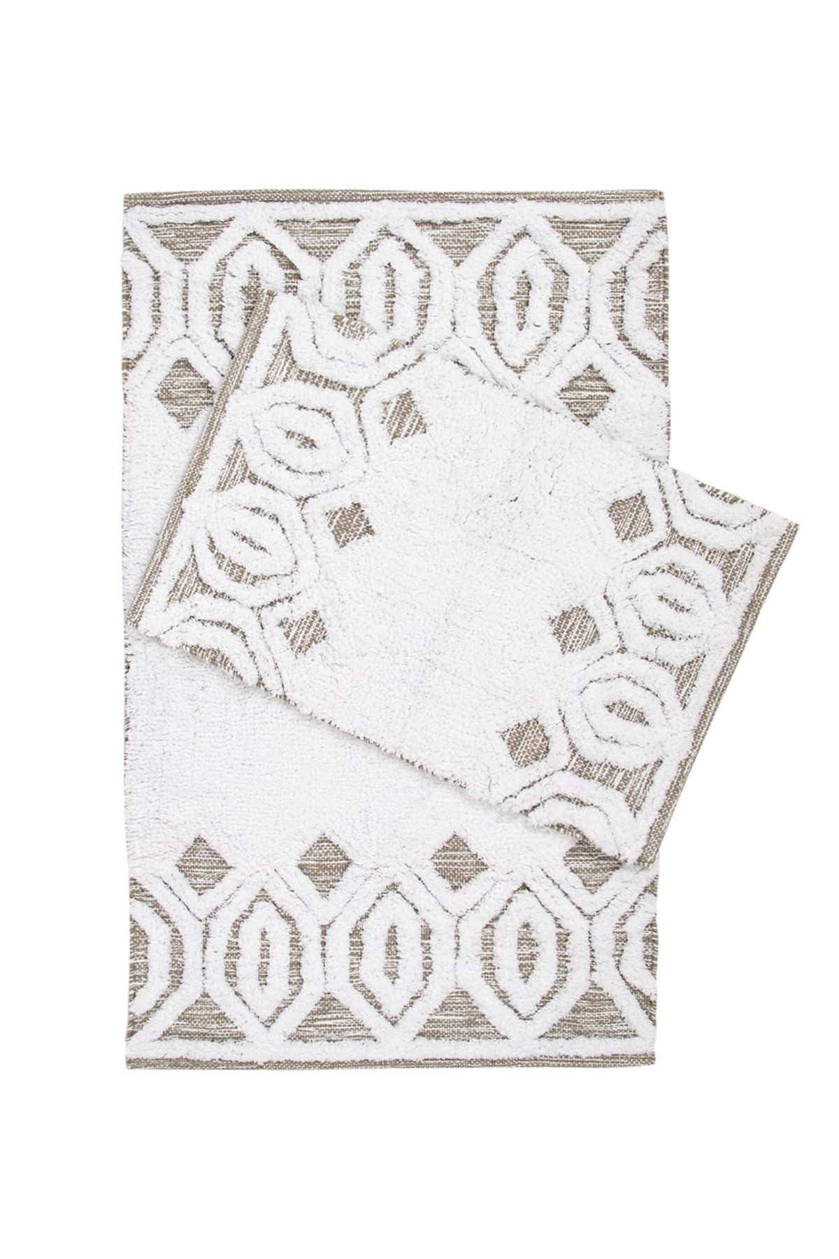 İRYA-Sherry 2’Li Takım Banyo Paspası %100 Pamuk 40X60 + 60X90 Bej-Paspas-2-Milagron.com