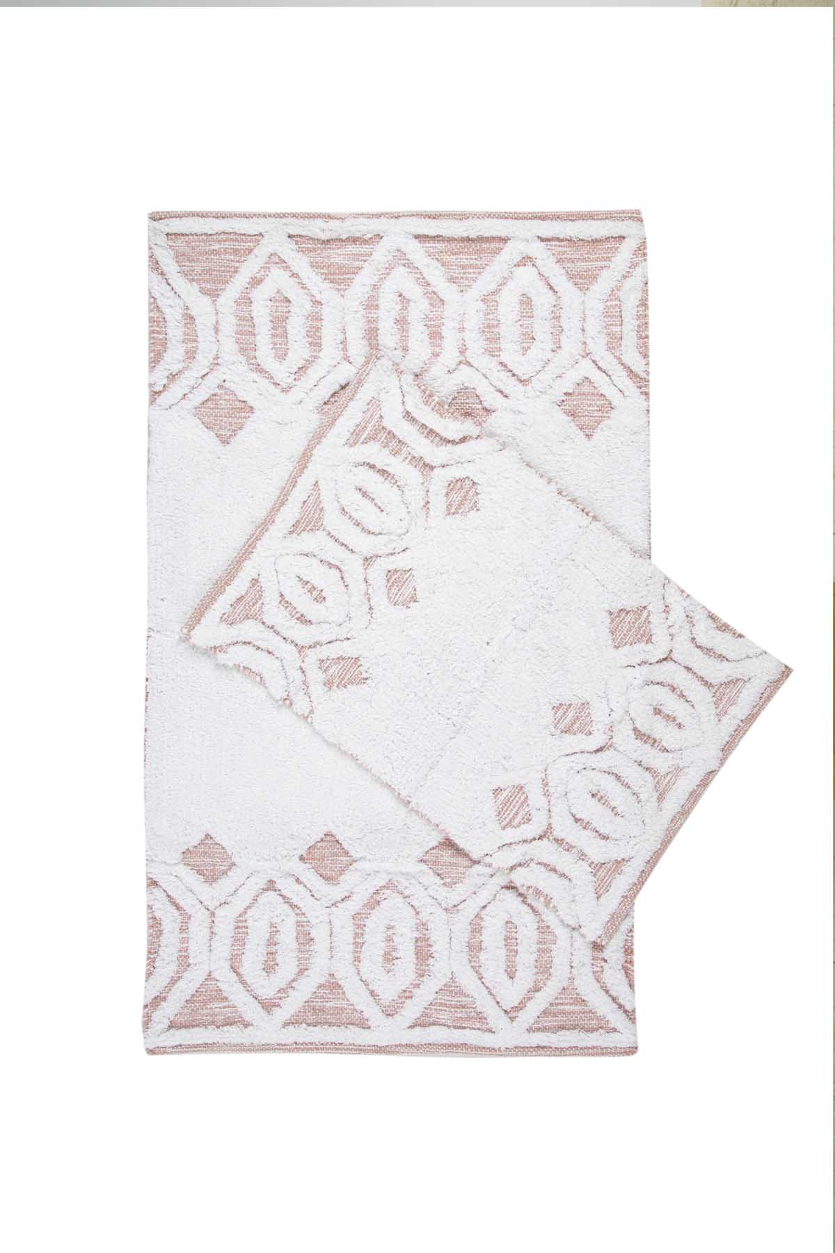 İRYA-Sherry 2’Li Takım Banyo Paspası %100 Pamuk 40X60 + 60X90 Pembe-Paspas-2-Milagron.com