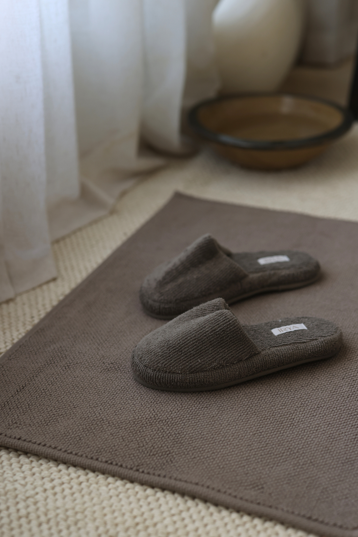 İRYA-Solena Unisex Kalın Tabanlı Havlu Terlik Gri-Sandalet & Terlik-4-Milagron.com