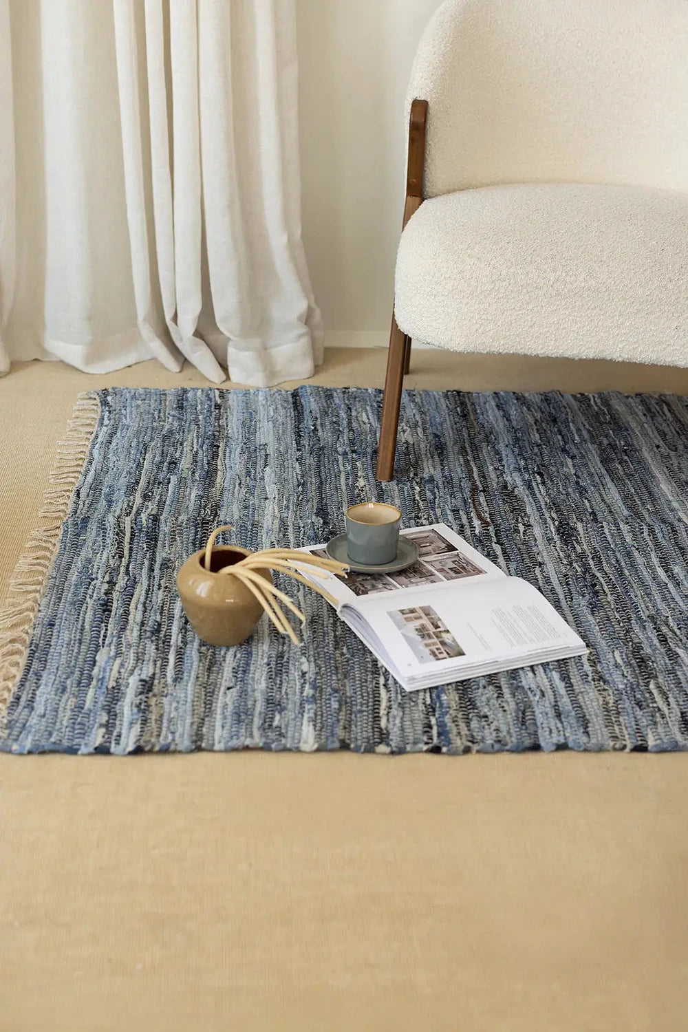 İRYA-Striped Denim Kilim Ekru/İNdigo 120X180-Kilim-2-Milagron.com