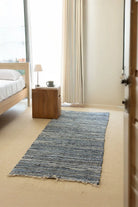 İRYA-Striped Denim Kilim Ekru/İNdigo 80X250-Kilim-1-Milagron.com