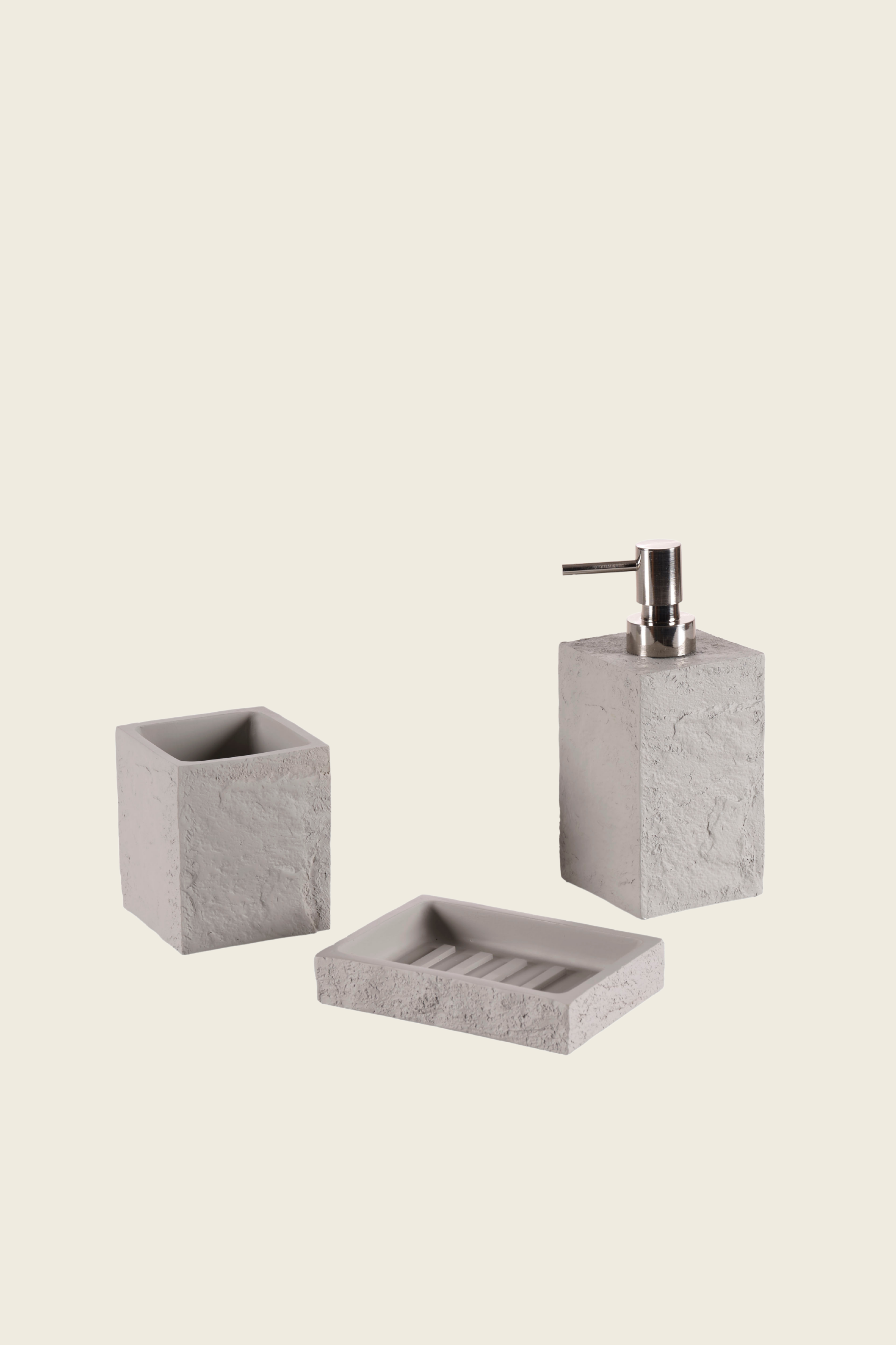 İRYA-Terra 3 Parça Banyo Seti Gri-Banyo Düzenleyicileri-1-Milagron.com