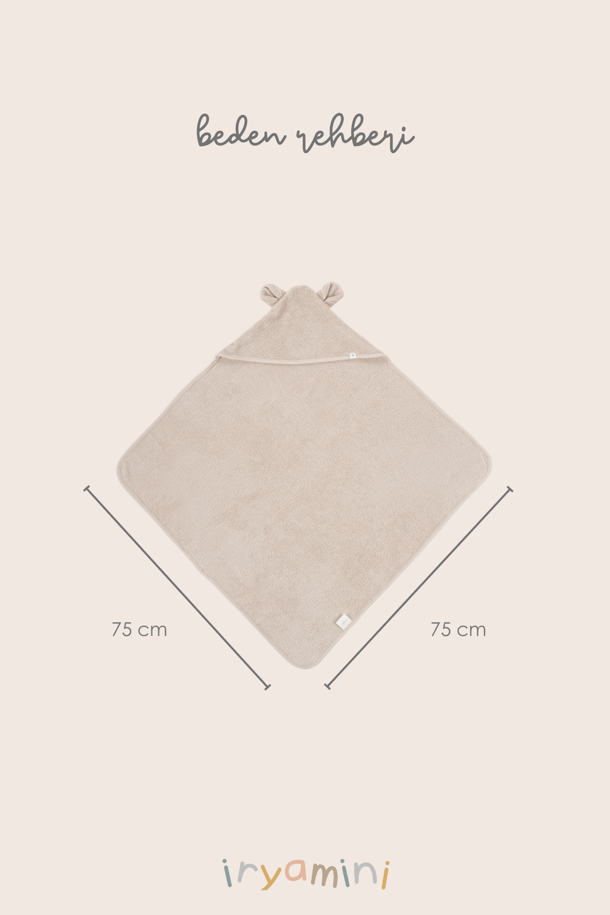 İRYA-Tiny Bear Organik Pamuk Bebek Kundak Bej 75X75-Kundak-5-Milagron.com