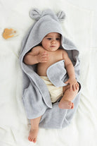 İRYA-Tiny Bear Organik Pamuk Bebek Kundak Gri 75X75-Kundak-1-Milagron.com