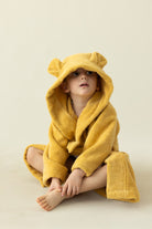 İRYA-Tiny Bear Organik Pamuk Çocuk Bornoz Hardal-Bornoz-1-Milagron.com