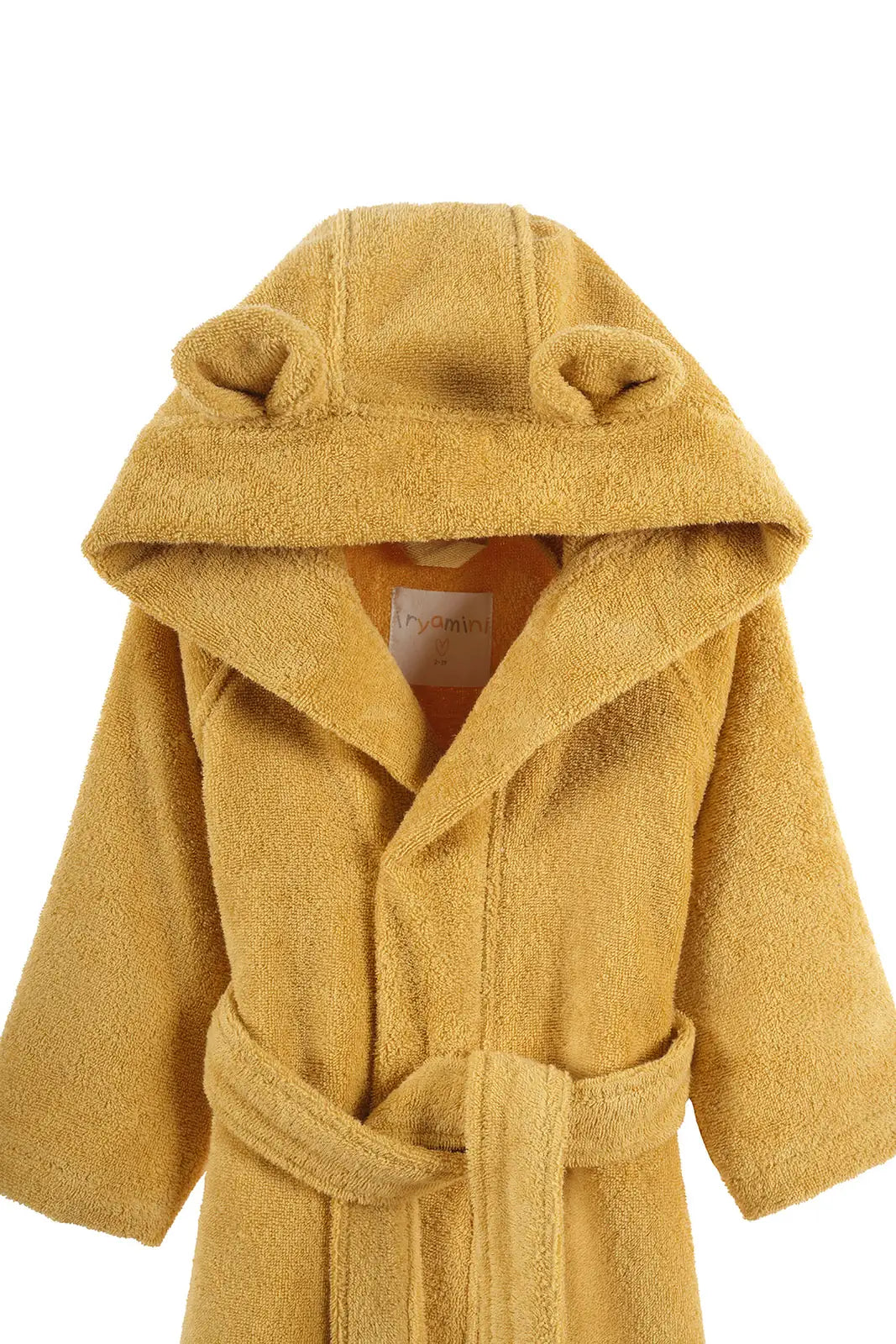 İRYA-Tiny Bear Organik Pamuk Çocuk Bornoz Hardal-Bornoz-8-Milagron.com