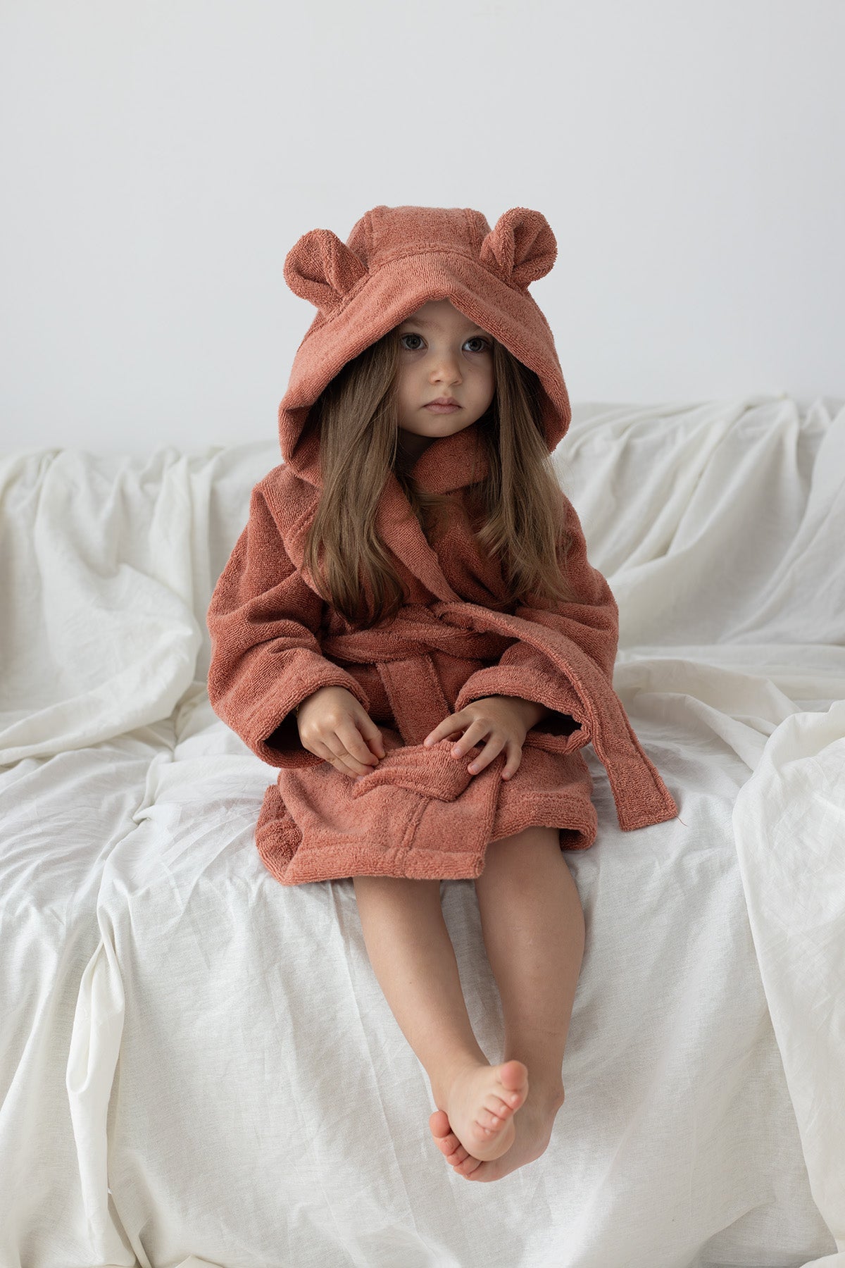 İRYA-Tiny Bear Organik Pamuk Çocuk Bornoz Kiremit-Bornoz-1-Milagron.com