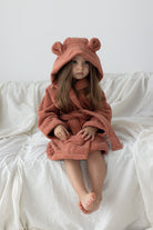 İRYA-Tiny Bear Organik Pamuk Çocuk Bornoz Kiremit-Bornoz-1-Milagron.com