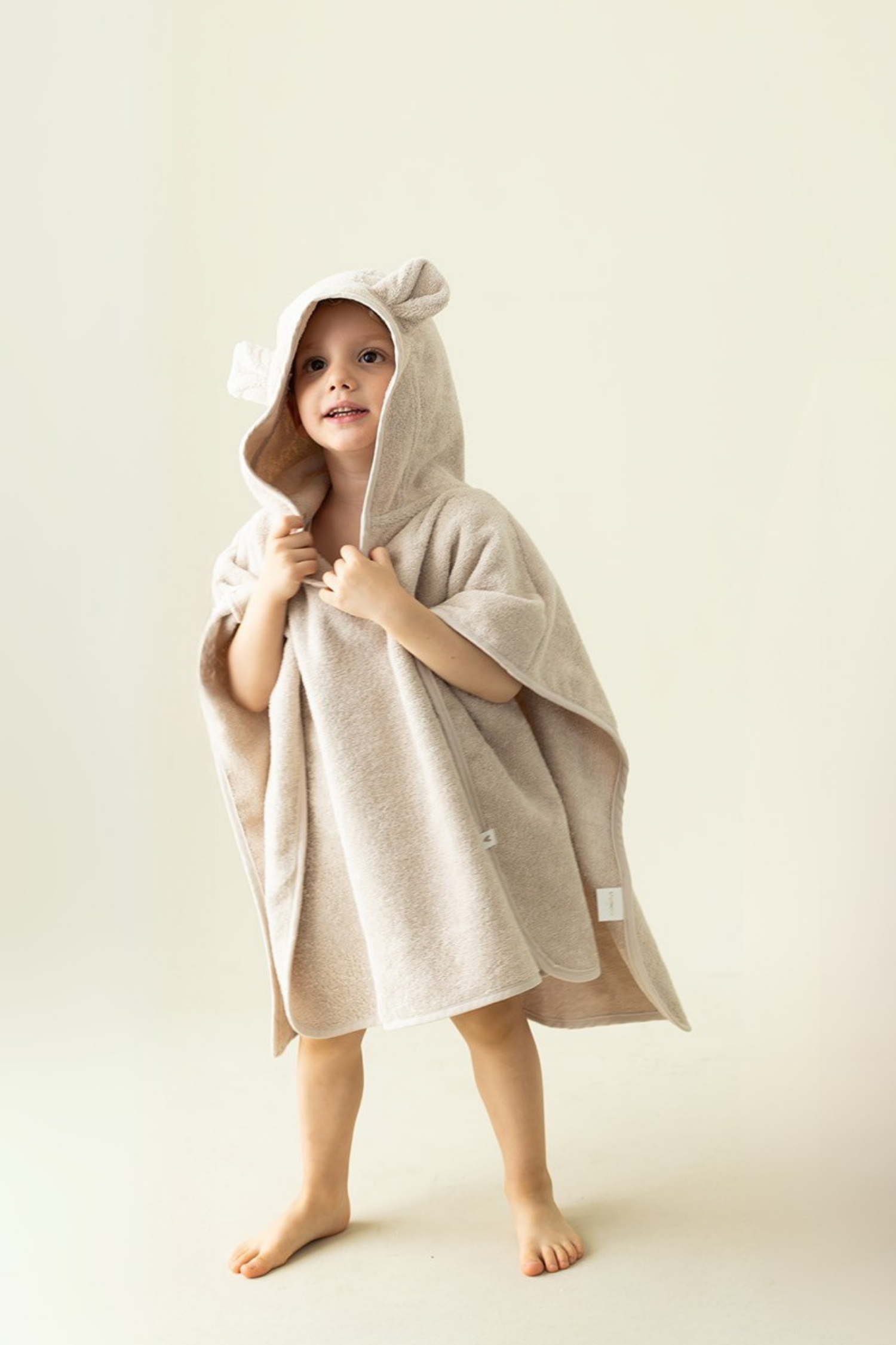İRYA-Tiny Bear Organik Pamuk Çocuk Panço Bej-Panço-1-Milagron.com