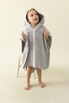 İRYA-Tiny Bear Organik Pamuk Çocuk Panço Gri-Panço-1-Milagron.com
