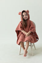 İRYA-Tiny Bear Organik Pamuk Çocuk Panço Kiremit-Panço-1-Milagron.com