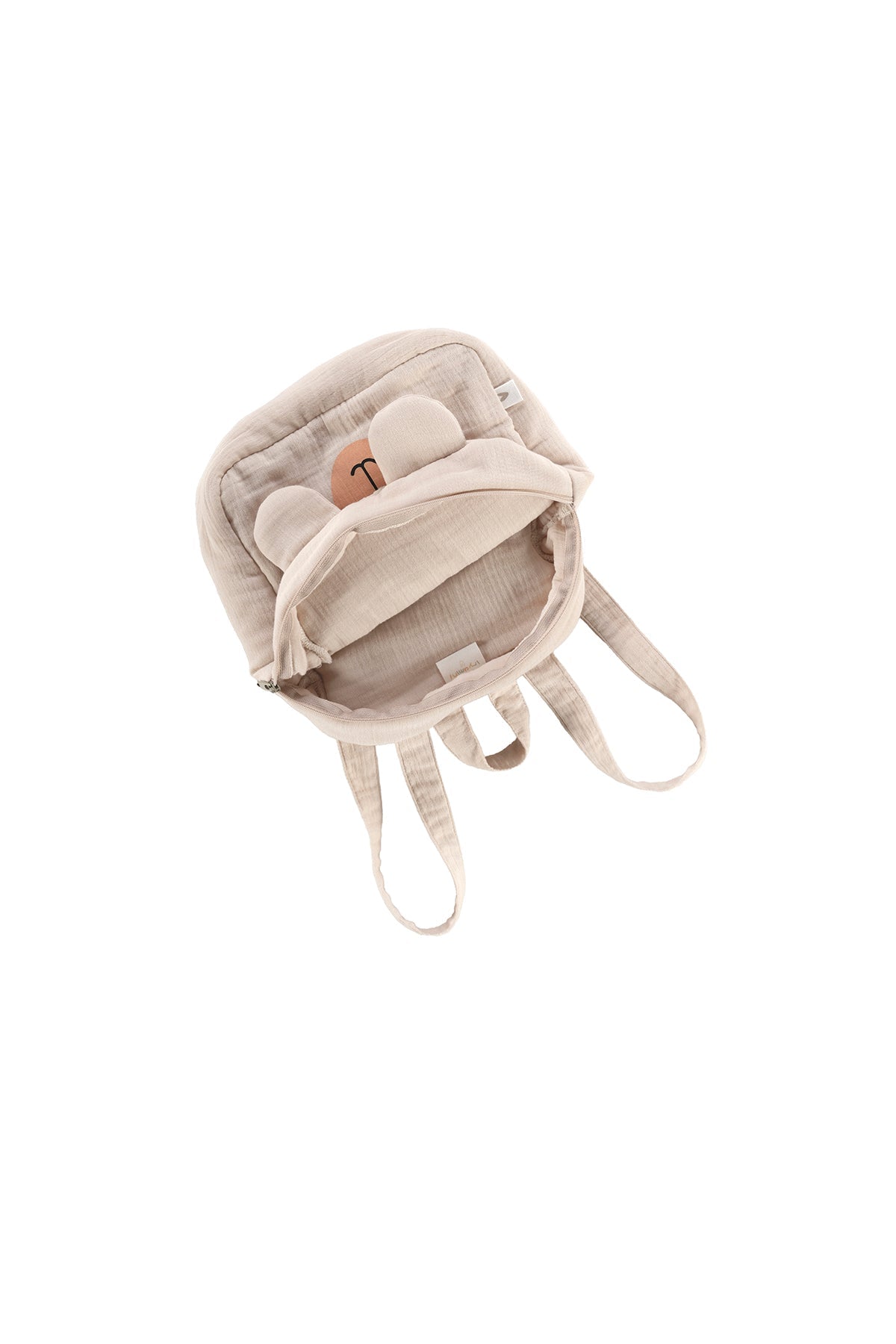 İRYA-Tiny Bear Organik Pamuk Müslin Çocuk Çantası Bej-Tote Bag-5-Milagron.com