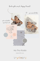 İRYA-Tiny Koala Organik Pamuk Nakışlı Bebek Kundak Gri 75X75-Kundak-5-Milagron.com