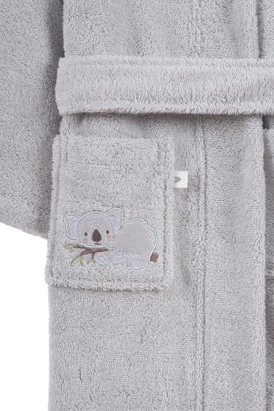 İRYA-Tiny Koala Organik Pamuk Nakışlı Çocuk Bornoz Gri-Bornoz-7-Milagron.com