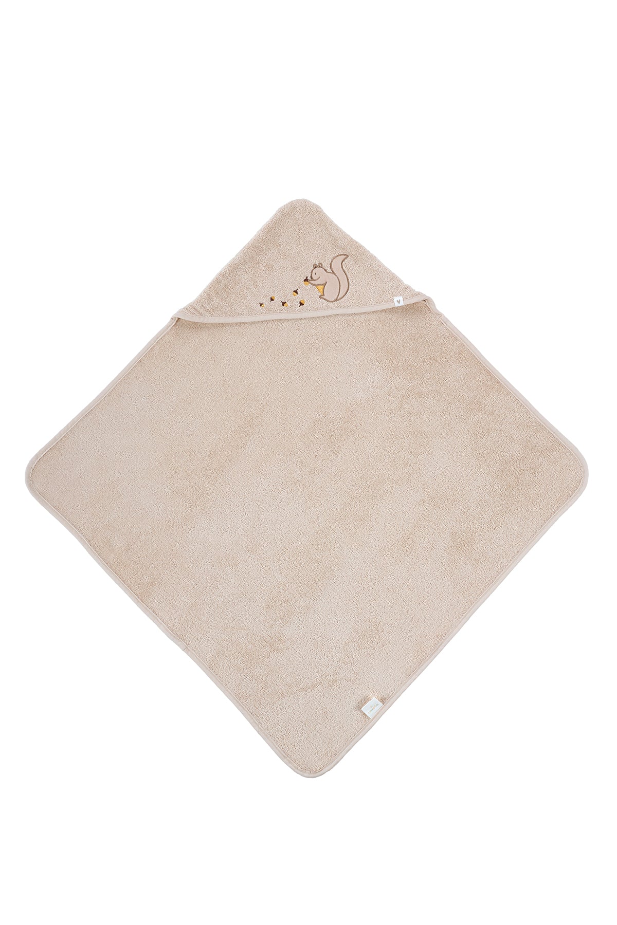 İRYA-Tiny Squirrel Organik Pamuk Nakışlı Bebek Kundak Bej 75X75-Kundak-2-Milagron.com