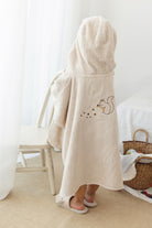 İRYA-Tiny Squirrel Organik Pamuk Nakışlı Çocuk Panço Bej-Panço-1-Milagron.com